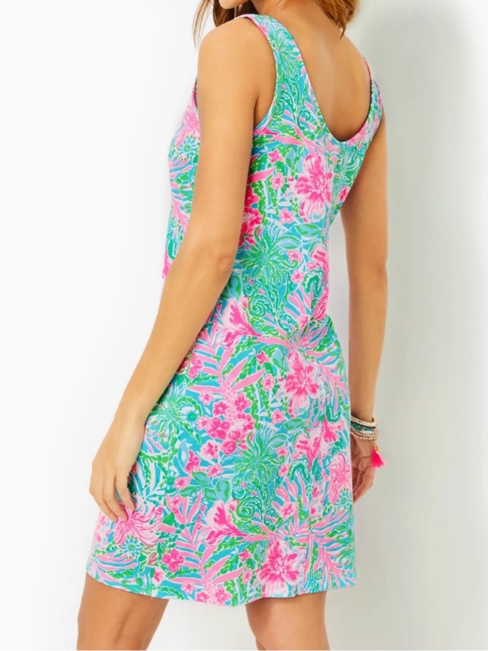 Lilly Pulitzer Newberri Tank Dress Amalfi Blue Leaf It Wild Size Small - Picture 2 of 9